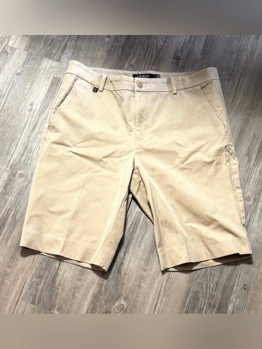 Lauren Ralph Lauren tailored twill chino bermuda shorts beige size 8